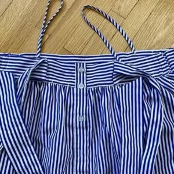 Kimchi Blue Urban Outfitters Striped Off-Shoulder Tie-Back Top White/Blue Size S - Picture 8 of 12